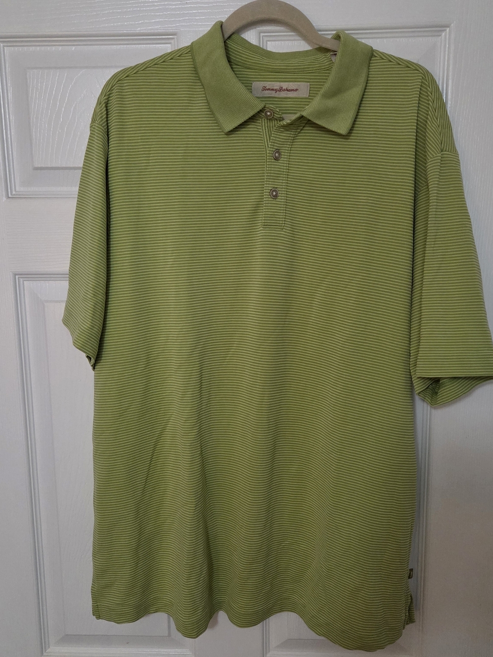 Tommy Bahama Light Green Thin-Striped Polo